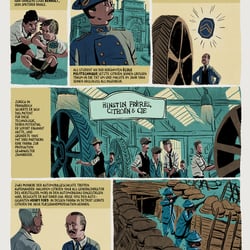 Zweiseitige Comic Biografie über Andre Citroen – Citroen Magazin