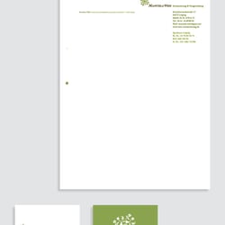 Manuela Weis: Logogestaltung, Gestaltung der Geschäftsausstattung und diverser Werbemittel