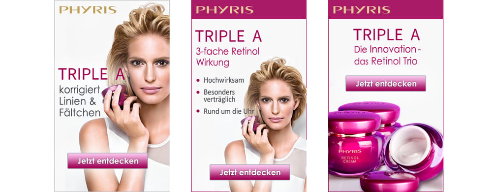 Variantenübersicht für Produkt „Triple A“
