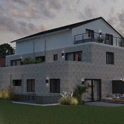 Blick auf das Haus am Abend