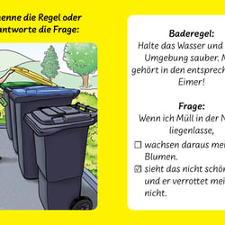 Frage-Antwortkarte zum Spiel „Schwimmen macht Spaß!“