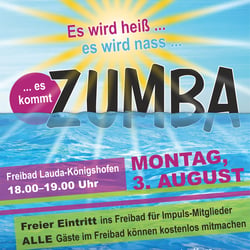 Werbeflyer für Zumba im örtlichen Freibad_Vorderseite