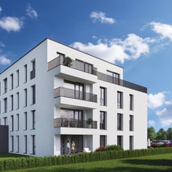 Außenvisualisierungen des Mehrfamilienhauses BRIX in Frankfurt-Höchst