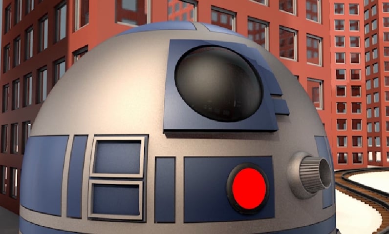 R2D2 finds and likes Bubbles
