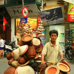 man in the streets in hanoi