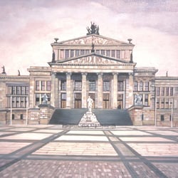 Schauspielhaus am Gendarmenmarkt, Eitempera u. Öl/Lw, 60×80 cm, 1995