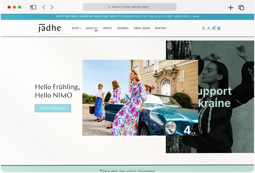 Shopify Onlineshop für Jadhe Fashion Boutique