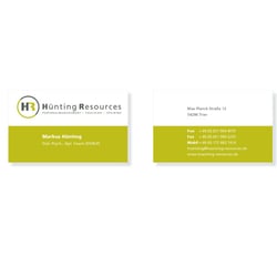Visitenkarte für den Geschäftsführer des Unternehmens „Hünting Resources“ (April 2006)