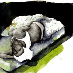 Chicks Sadness, 2012, Bleistift&Aquarell