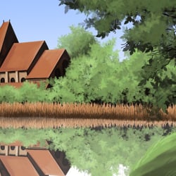 Background – Teich und Kirche