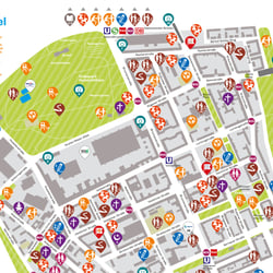 Gestaltung Faltplan und Icons Quartiersbüro Brunnenstraße