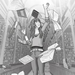 Illustration im TB „Gefangen im Riesenbuch“