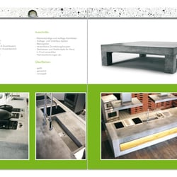 Designvorschlag Firmenfaltblatt ‚Innenseite‘ . Betonambiente