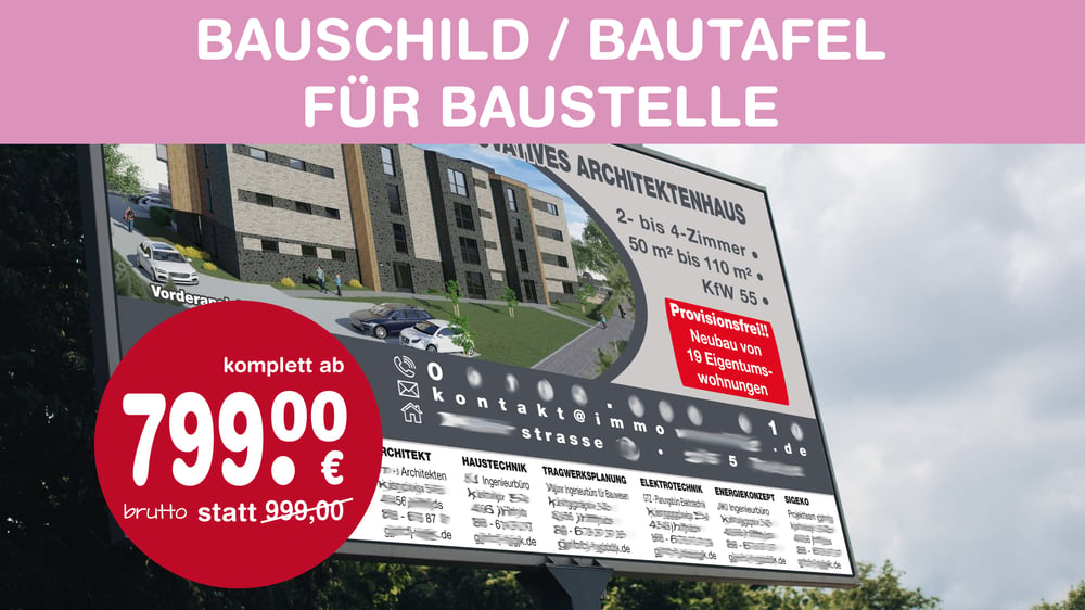 Bauschild / Bautafel für Baustelle | Layout gestalten