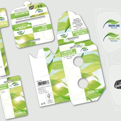 VERPACKUNGSLINIE & LABELS | Nachhaltiges Zubehör für Brillen | Hängekarten und Verpackung mit Euroloch | Recycling Labels