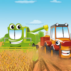 Seitenillustration Mähdrescher & Traktor