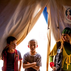 kids in a refugee camp