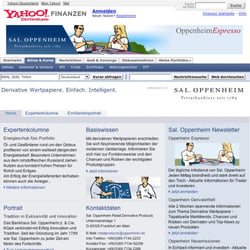 Sal Oppenheim Microsite auf Yahoo! Finanzen