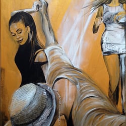 On 2, 50×70cm, Mischtechnik auf Leinwand