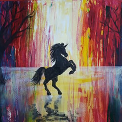 Das letzte Einhorn, Acrylbild