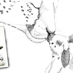 Kunstpostkarte – Freundschaft Gepard und Kaninchen