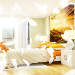 Hotelbett mit Daunenfedern
