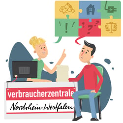 Informative Illustration „Beratung durch die Verbraucherzentrale“