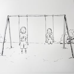 Trauerbuch / Doppelseite / Tintenillustrationen