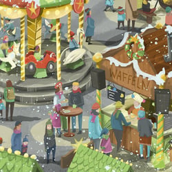 „Forscht mit“ Wimmelbild zur Weihnachtszeit, Detail