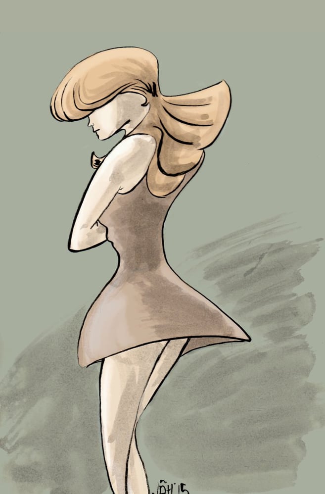 Messeskizze, Tusche und Inkwash, Farben digital