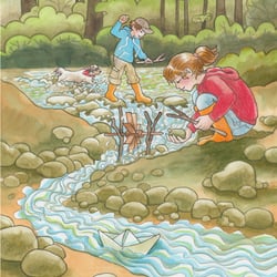 Draußen spielen, Spielen am Bach