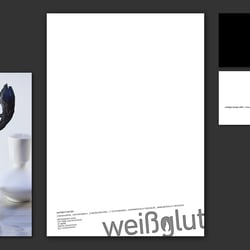 Logoentwicklung und Geschäftsausstattung mit Werbemittel und Webseite weißglut design (www.weißglut-design.de)