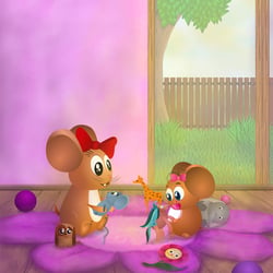 maggie mouse playing with her sister sue