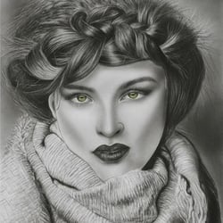 Smaragdener Blick (Emerald Gaze): Kohle-Realismus von Mary G