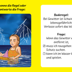 Frage-Antwortkarte zum Spiel „Schwimmen macht Spaß!“