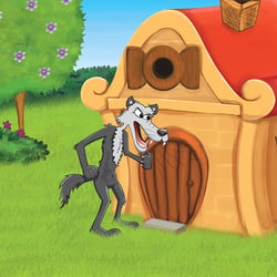 wolf shouting at a door
