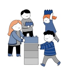 Illustration für die Website von ORBIS Thema Teamwork