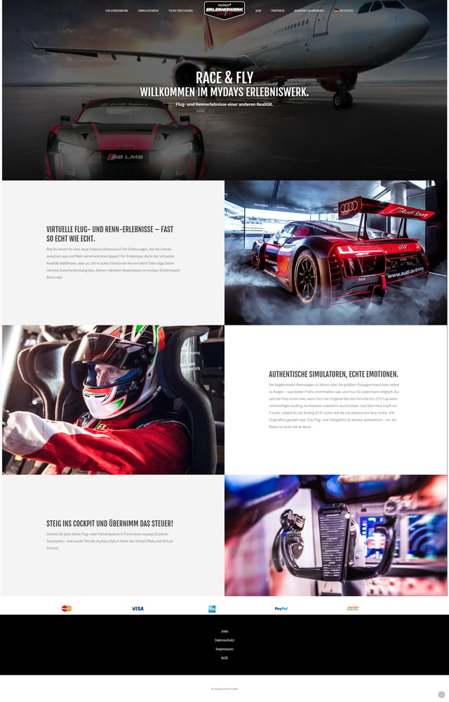 Erlebniswerk – UI/UX Design, Wordpress-Umsetzung, Bildbearbeitung