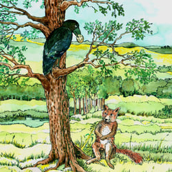Fuchs und Rabe, aus: „Fabelhafte Welt“