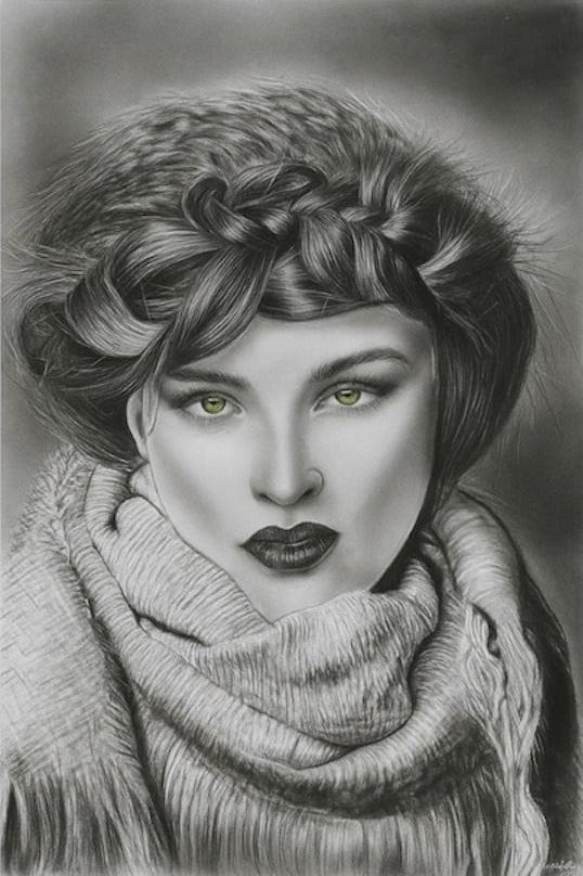 Smaragdgrüner Blick (Emerald Gaze) – Kohlerealismus – Mary G.