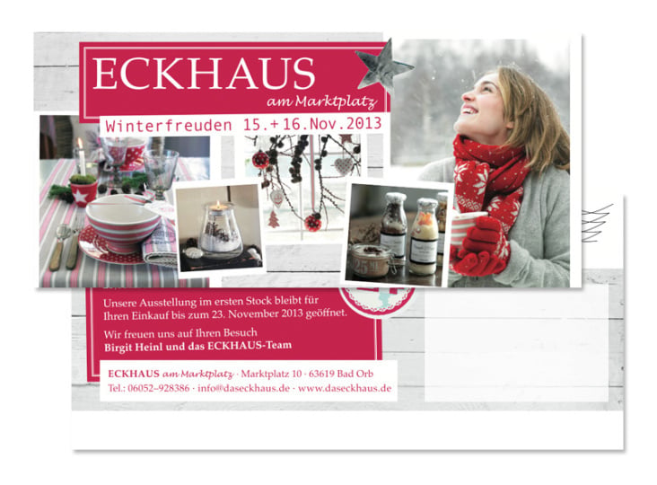 Einladung zur Weihnachtsausstellung, Vorder- und Rückseite