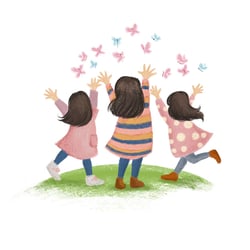 Illustration for Logo Design :: Girls Chasing Butterflies