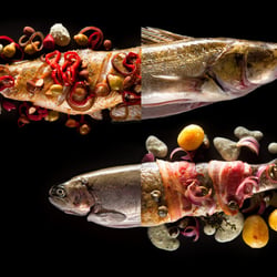 Ganzer Fisch: Zander und Forelle