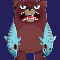 Bear with shark for arms