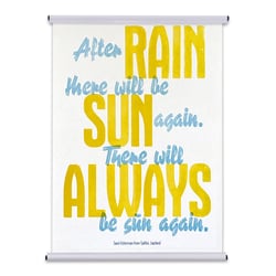 Poster DIN A2 »After rain there will be sun again«, zweifarbig handgedruckt von Holzlettern