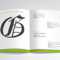 Inhalt der Broschüre über Typografie