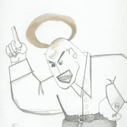 Illustration zum Thema Moral, Unterweisung mit erhobenem Zeigefinger