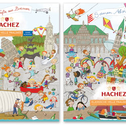 Wimmelbild für Hachez-Pralinenpackungen