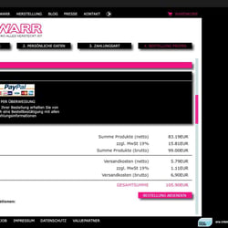 der Webshop mit Paypal-Anbindung