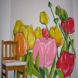 Tulpenwandbild, Dispersion auf Raufaser